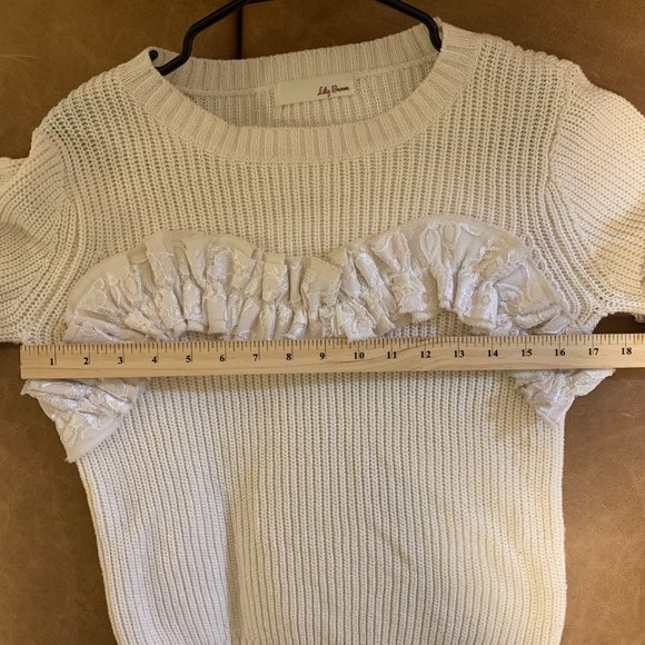 Lily Brown Frame Ruffle Sweater, White - Picture 5 of 5